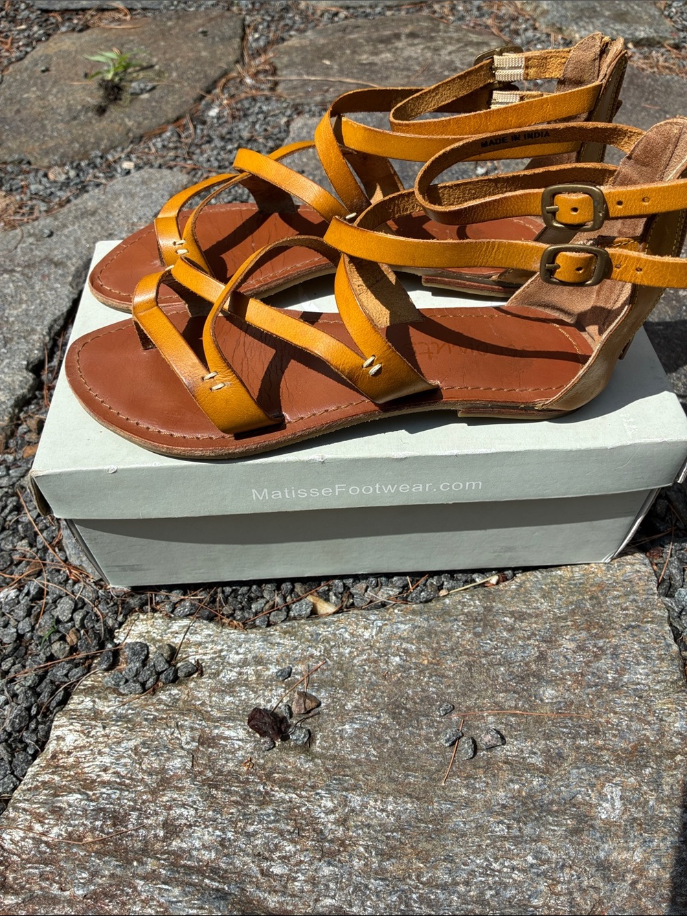 Women’s Strappy Mustard Leather Sandals